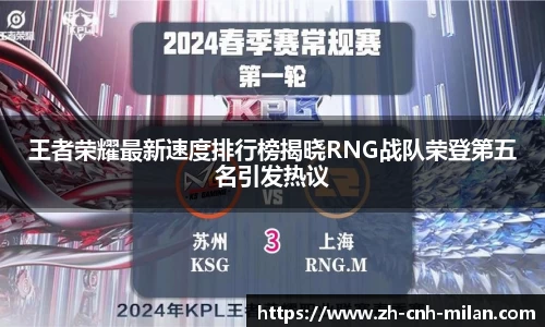 王者荣耀最新速度排行榜揭晓RNG战队荣登第五名引发热议